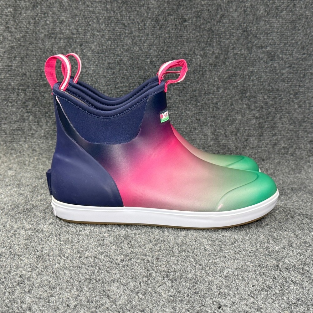 Xtratuf Ankle Deck Boots Women's 11 Blue Pink Green Waterproof Fishing Outdoor